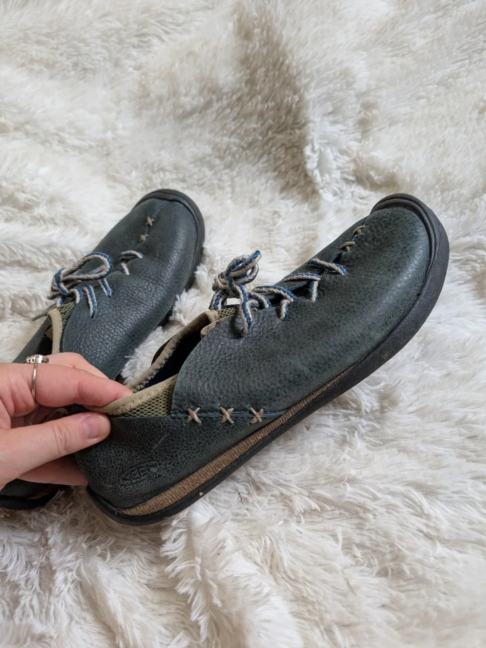 KEEN Teal Leather Outdoor Hiking Mesh Lined Lace Up Shoes Women's Size 10